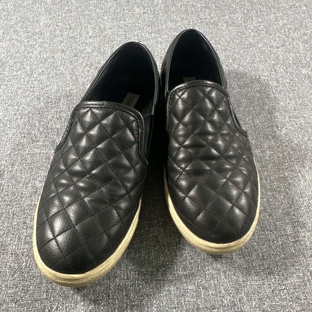 Steve Madden‎ Ecentrcq Quilted Slip On Sneakers Women's Size 8.5 Black Casual